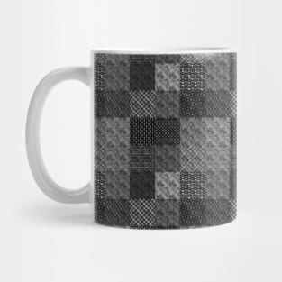 Small Silver and Black Vintage Art Deco Quilt Pattern Mug